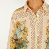 Farm Rio Royal Sea Multi Colour Crochet Detail Shirt