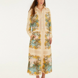 Farm Rio Royal Sea Multi Colour Crochet Detail Shirt