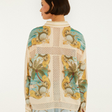 Farm Rio Royal Sea Multi Colour Crochet Detail Shirt