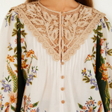 Farm Rio Short Sleeve Blouse - Nature Sand