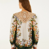 Farm Rio Short Sleeve Blouse - Nature Sand