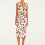 Farm Rio Sleeveless Midi Dress - Grape Garden Cream