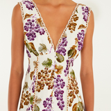 Farm Rio Sleeveless Midi Dress - Grape Garden Cream