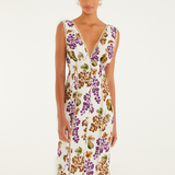 Farm Rio Sleeveless Midi Dress - Grape Garden Cream