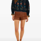 Farm Rio Stitched Garden Navy Blue Blouse