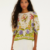 Farm Rio Tropical Scarf Sand Green Blouse
