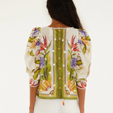 Farm Rio Tropical Scarf Sand Green Blouse