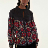 Farm Rio Valentina Long Sleeve Blouse - Black