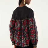 Farm Rio Valentina Long Sleeve Blouse - Black