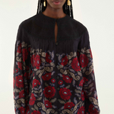 Farm Rio Valentina Long Sleeve Blouse - Black