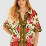 Farm Rio Wonder Rio Sand Uni Shirt - Floral Paula Black