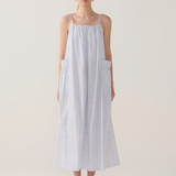 Foemina Delphine Dress - Blue Double Stripe Poplin