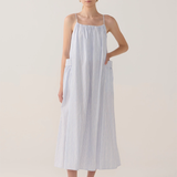 Foemina Delphine Dress - Blue Double Stripe Poplin