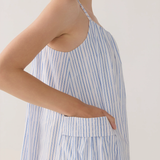 Foemina Delphine Dress - Blue Double Stripe Poplin