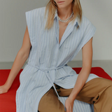 Foemina Mona Dress - Blue Stripe Seersucker
