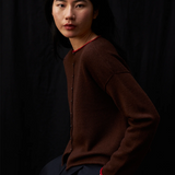 Francie Doll's Trimmed Reversible Cardigan - Chestnut/Cherry Trim
