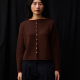 Francie Doll's Trimmed Reversible Cardigan - Chestnut/Cherry Trim