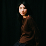 Francie Doll's Trimmed Reversible Cardigan - Chestnut/Cherry Trim