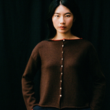 Francie Doll's Trimmed Reversible Cardigan - Chestnut/Cherry Trim