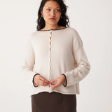 Francie Doll's Trimmed Reversible Cardigan - Ivory/Black Trim