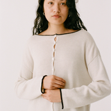 Francie Doll's Trimmed Reversible Cardigan - Ivory/Black Trim