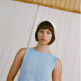 Francie Posy Cotton Top - Sky Blue