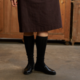 Francie Tip Toe Knee High - Black/Chestnut Trim