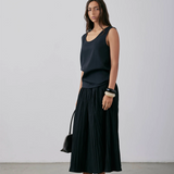 Gregory Pleated Dale Skirt - Black