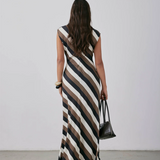 Gregory Ruffus Dress - Parchment/Tobacco Stripe