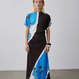 Gregory Terra Dress - Cerulean Watercolour Print