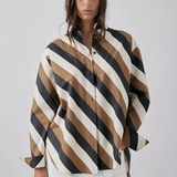 Gregory Therese Shirt Stripe - Parchment/Tobacco Stripe