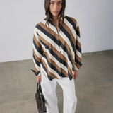 Gregory Therese Shirt Stripe - Parchment/Tobacco Stripe