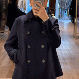 Harris Wharf London Cropped Trench Light Pressed Wool - Navy