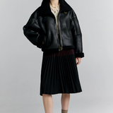 Karen Walker Cropped Aviator Jacket - Black/Brown