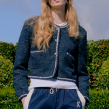 Karen Walker Cropped Boucle Jacket - Navy