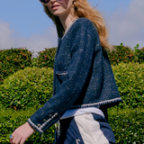 Karen Walker Cropped Boucle Jacket - Navy