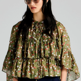 Karen Walker Fleur Blouse - Olive Multi