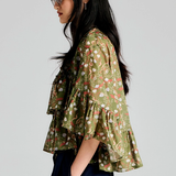 Karen Walker Fleur Blouse - Olive Multi