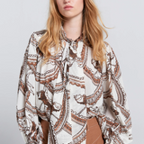Karen Walker Reining Bow Blouse - Cream Multi