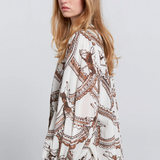 Karen Walker Reining Bow Blouse - Cream Multi