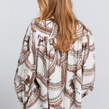 Karen Walker Reining Bow Blouse - Cream Multi