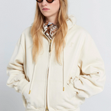 Karen Walker Rocking Horse Cropped Oversized Hoodie - Ecru/Mocha
