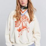 Karen Walker Runaway Carousel Organic Cotton Crewneck Sweatshirt - Ecru/Tangerine