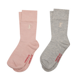 Karen Walker Runaway Embroidered Socks 2 Pack - Blush/Light Grey