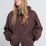 Karen Walker Runaway Girl Cropped Oversized Hoodie - Chocolate Brown