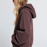 Karen Walker Runaway Girl Cropped Oversized Hoodie - Chocolate Brown