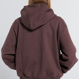 Karen Walker Runaway Girl Cropped Oversized Hoodie - Chocolate Brown