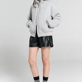 Karen Walker Runaway Girl Cropped Oversized Hoodie - Grey Marle