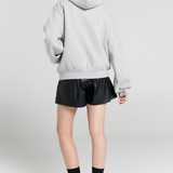 Karen Walker Runaway Girl Cropped Oversized Hoodie - Grey Marle