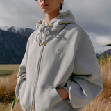 Karen Walker Runaway Girl Cropped Oversized Hoodie - Grey Marle